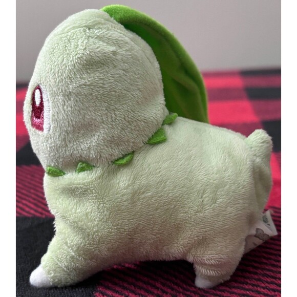 2005 Hasbro Chikorita Pokemon Miniplush 4.5" Cute Plush Nintendo Game Freak - Picture 2 of 9